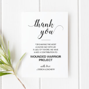 Tarjeta De Mesa En Lugar De Favor, Bendición Donar Gracias Boda