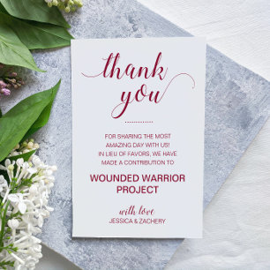 Tarjeta De Mesa En lugar de la donación de beneficencia a favor de