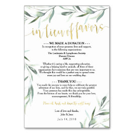 Tarjeta De Mesa En lugar de los favores de Jenn