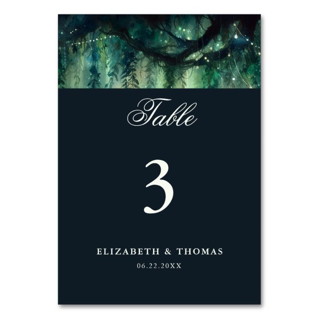 Tarjeta De Mesa Encantado Bosque Magical Jardín Elegante Boda (Reverso)
