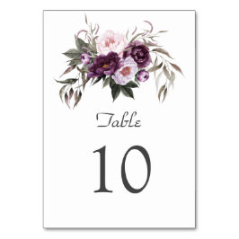 Tarjeta De Mesa Encantador Boda de flores de peones rosados morado
