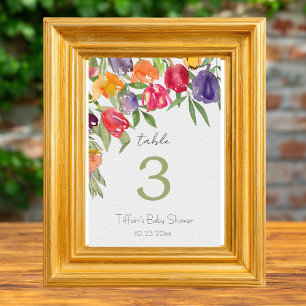 Tarjeta De Mesa Encantador jardín Tulipanes y verde Baby Shower