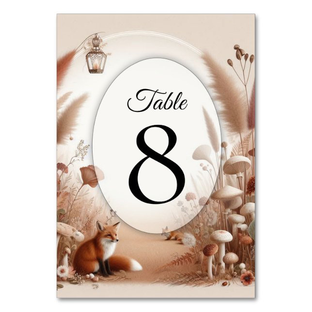 Tarjeta De Mesa Encantados zorros de bosque otoñal (Anverso)