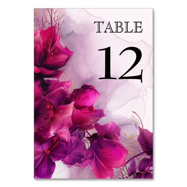 Tarjeta De Mesa 💍 Encanto de Fuchsia Encantador: acuarela (Anverso)