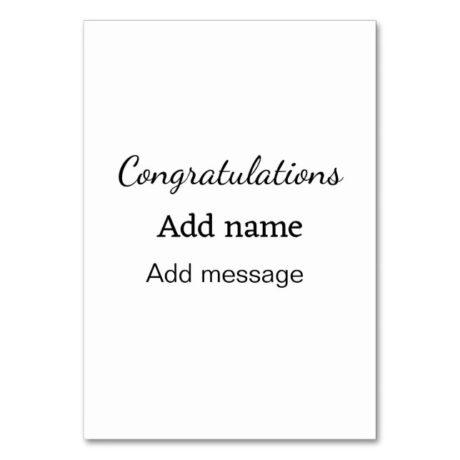 Tarjeta De Mesa Enhorabuena agregar mensaje de nombre simple gradu (Anverso)