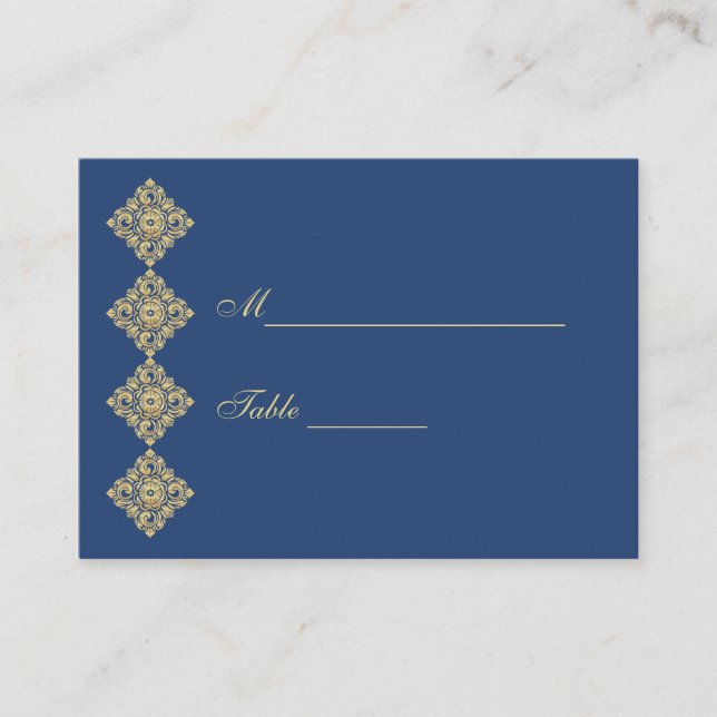 Tarjeta De Mesa Entorno Golden Diamond Damask Blue Table (Anverso)