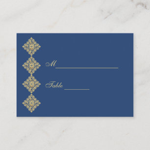 Tarjeta De Mesa Entorno Golden Diamond Damask Blue Table
