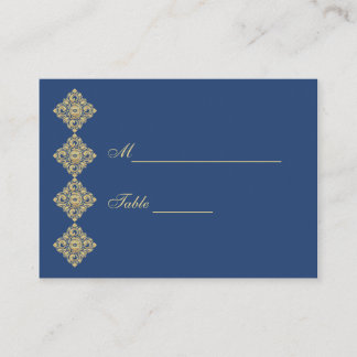 Tarjeta De Mesa Entorno Golden Diamond Damask Blue Table