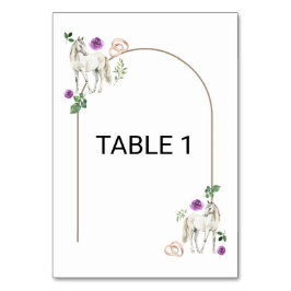 Tarjeta De Mesa Equestrian Purple Floral Wedding Table Number Card