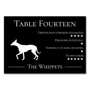 Tarjeta De Mesa Equipo único divertido de invitados Whippet