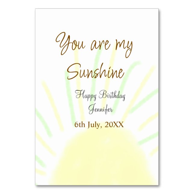 Tarjeta De Mesa Eres mi nombre de agregación amarillo pastel sunsh (Anverso)