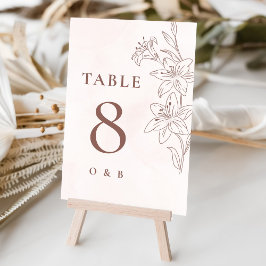 Tarjeta De Mesa Esbozo floral moderno minimalista Boda elegante