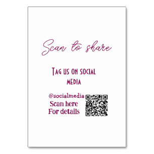 Tarjeta De Mesa Escanear para compartirnos etiquetas en medios soc