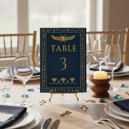 Tarjeta De Mesa Escarabajo Egipcio & Loto – Editable