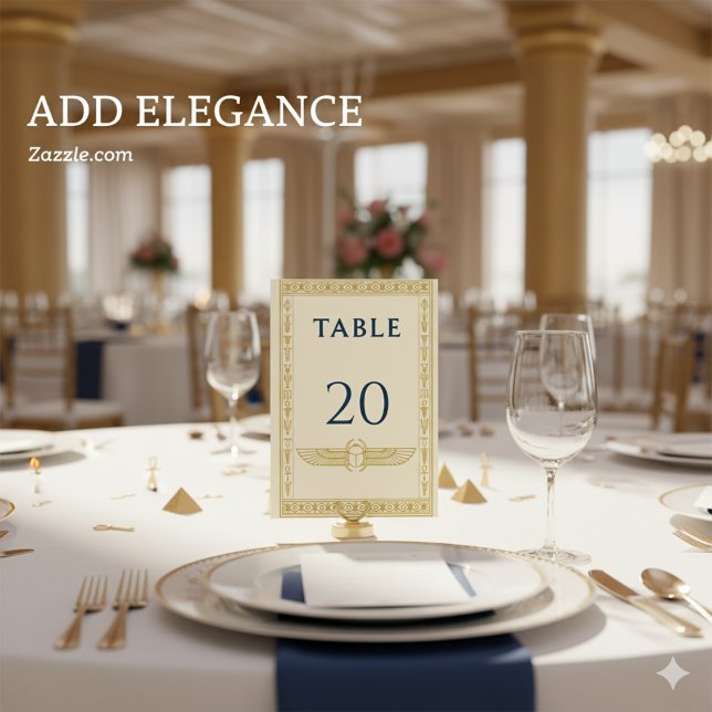 Tarjeta De Mesa Escarabajo Egipcio y Borde Dorado – Editable (Subido por el creador)