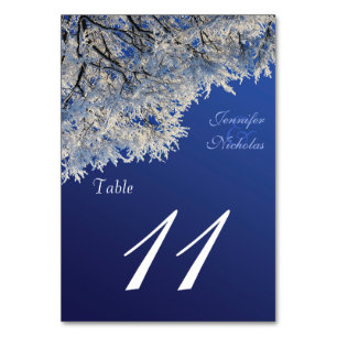 Tarjeta De Mesa Escarcha blanca invernal en árboles número de tabl