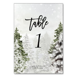 Tarjeta De Mesa escena de nieve de los árboles de invierno número