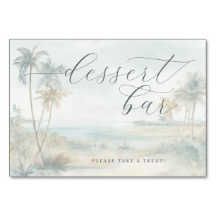 Tarjeta De Mesa Escena de playa en acuarela pastel tranquila