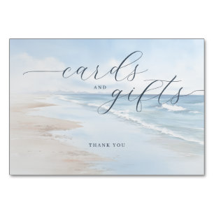 Tarjeta De Mesa Escena de playa tranquila con acuarela pastel