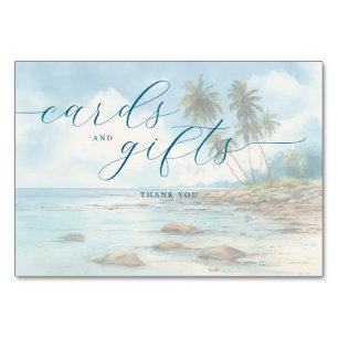 Tarjeta De Mesa Escena de playa tranquila en acuarela pastel