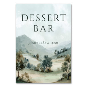 Tarjeta De Mesa Escena tranquila de paisaje en acuarela