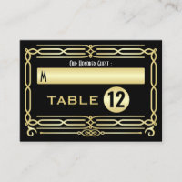Escort Art Deco Boda Gold Black Elegant