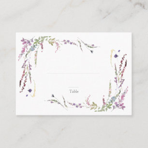 Tarjeta De Mesa Escort, Boda de flores silvestres púrpura