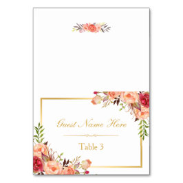 Tarjeta De Mesa Escort de casamiento de Naranja rústico Floral Fal
