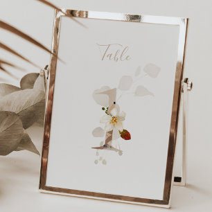 Tarjeta De Mesa Escritura manuscrita floral rústica 1 boda 