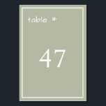 Tarjeta De Mesa Escritura mínima en color verde turbio<br><div class="desc">Número mínimo de tabla de escritura a mano verde dura</div>