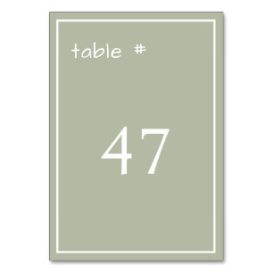 Tarjeta De Mesa Escritura mínima en color verde turbio