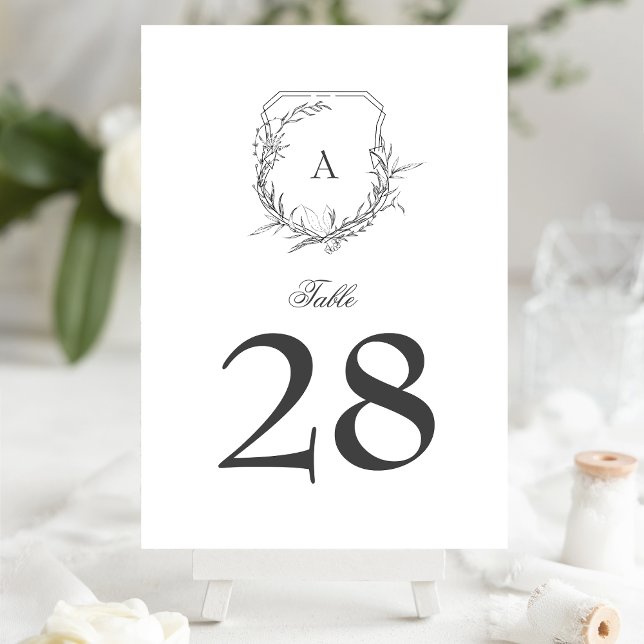 Tarjeta De Mesa escudo clásico de monograma floral botánico (Subido por el creador)