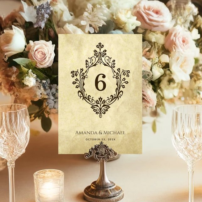 Tarjeta De Mesa Escudo de bodas antiguas Papel antiguo victoriano  (Subido por el creador)