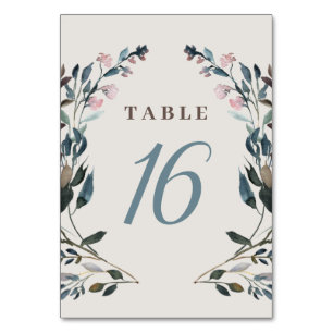 Tarjeta De Mesa Escudo de jardín   Eggshell   Boda azul floral