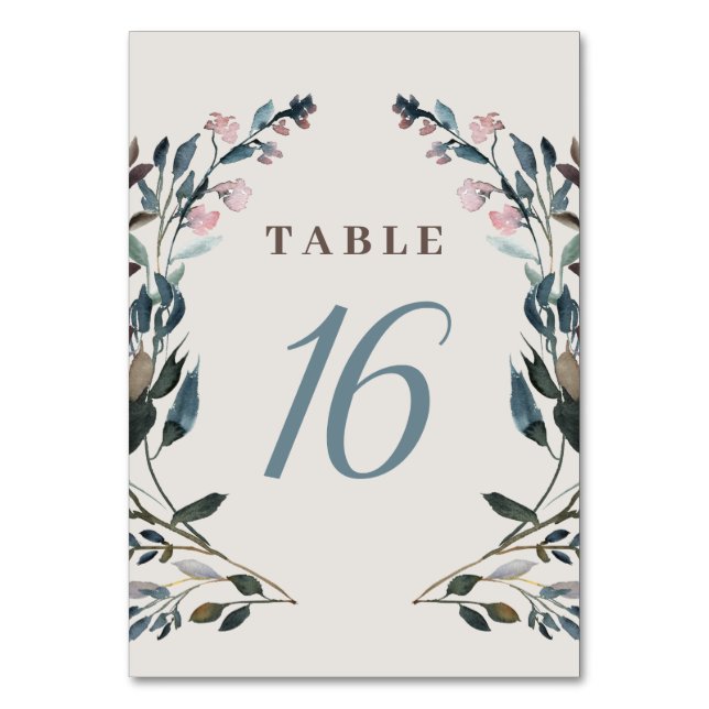 Tarjeta De Mesa Escudo de jardín | Eggshell | Boda azul floral (Anverso)