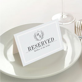 Tarjeta De Mesa Escudo de monograma clásico plegado RESERVADO