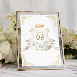 Tarjeta De Mesa Escudo de oro Boda de la Corona Real