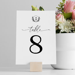 Tarjeta De Mesa Escudo floral simple elegante Boda monograma