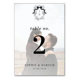 Tarjeta De Mesa Escudo Monograma Faded Photo French Vintage Weddin