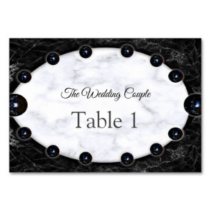 Tarjeta De Mesa Esferas opulentas de mármol blanco y negro