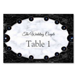 Tarjeta De Mesa Esferas opulentas de mármol blanco y negro