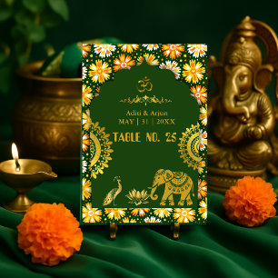 Tarjeta De Mesa esmeralda de motivos hindúes tradicionales boda as
