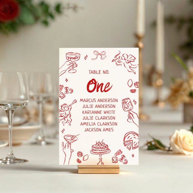 Tarjeta De Mesa ¡Eso es Amore! Boda rojo italiano (Subido por el creador)