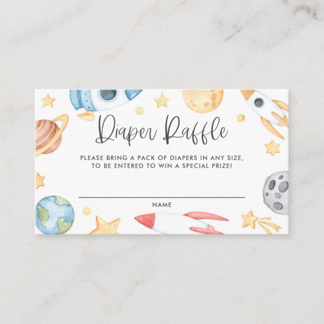 Tarjeta De Mesa Espacio acuático Tema Baby Diaper Raffle Card (Anverso)