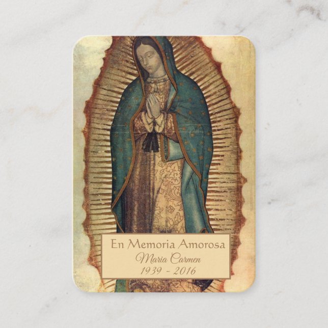 Tarjeta De Mesa España Guadalupe María Oración Funeral Santa Tarje (Anverso)