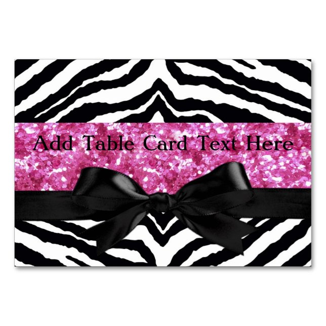 Tarjeta De Mesa Espuma rosa caliente zebra de chica (Anverso)