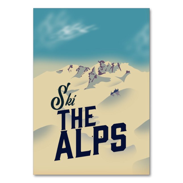Tarjeta De Mesa Esquí en los Alpes (Anverso)