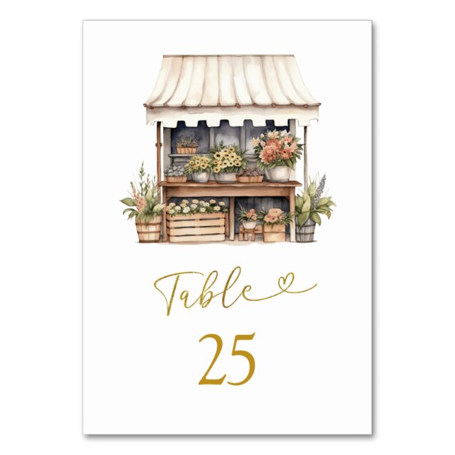 Tarjeta De Mesa Está fuera de la ducha de novia del mercado (Anverso)