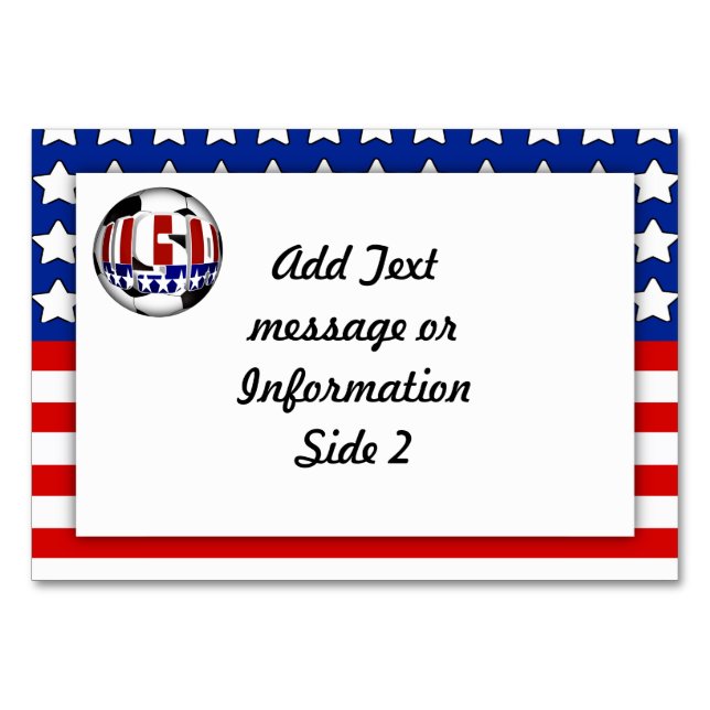 Tarjeta De Mesa Estados Unidos Patriotic SOCCER Sports (Reverso)