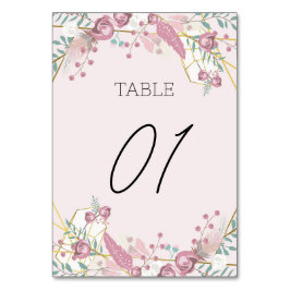 Tarjeta De Mesa Estilo Boho Rosa